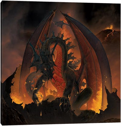 Fireball Dragon Canvas Art Print - Dragon Art