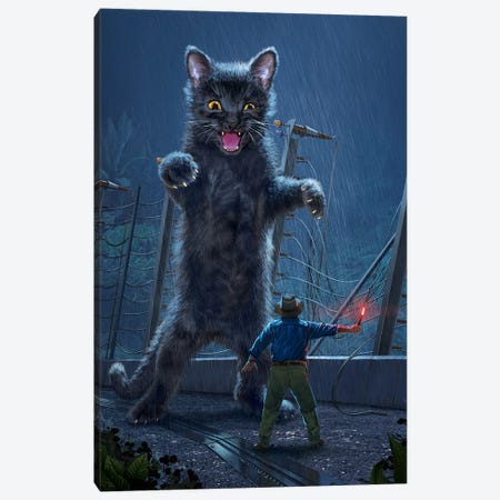 Jurassic Kitty Canvas Print #HIE78} by Vincent Hie Canvas Artwork