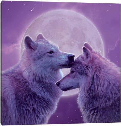 Loving Wolves Canvas Art Print - Wolf Art