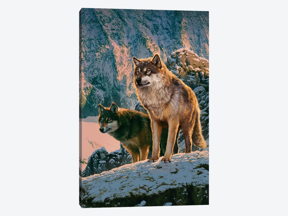 Wolf Couple In Sunset  by Vincent Hie 1-piece Canvas Artwork