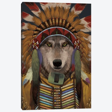 Wolf Spirit Chief Canvas Print #HIE91} by Vincent Hie Canvas Wall Art