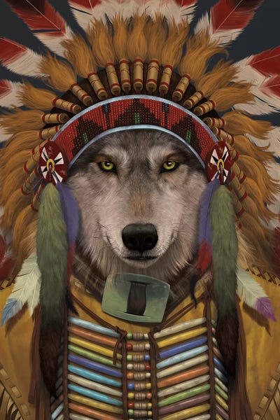 Native American Décor: Wolf Spirit Chief by Vincent Hie