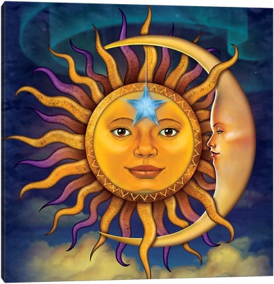 Sun Moon Canvas Art Print - Sun and Moon Art Collection | Sun Moon Paintings & Wall Decor