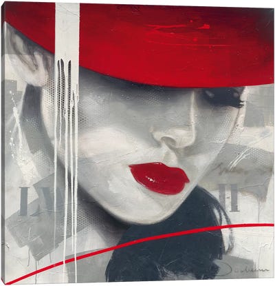 Glamorous I Canvas Art Print - Black, White & Red Art