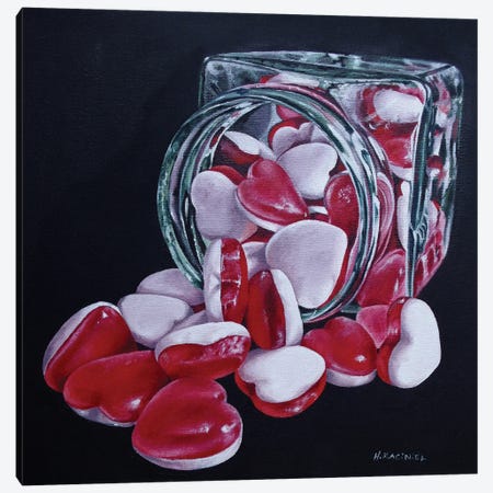 Framed Canvas Art - Candy Hearts by Very Berry ( Food & Drink > Food > Sweets & Desserts > Candies art) - 26x26 in