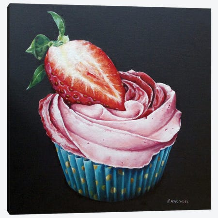 Strawberry Cupcake Canvas Print #HKC46} by Hanna Kaciniel Canvas Art Print