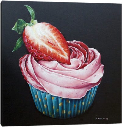 Strawberry Cupcake Canvas Art Print - Cake & Cupcake Art