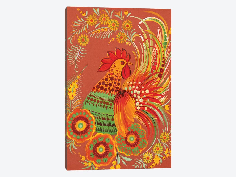 Joyous Rooster by Halyna Kulaga 1-piece Canvas Print