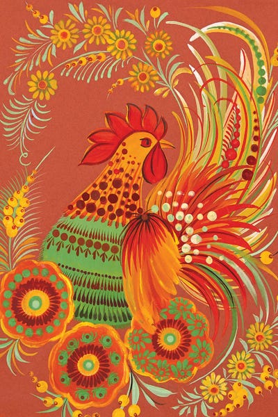 Global Folk: Joyous Rooster by Halyna Kulaga