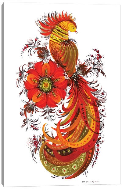 Fire Bird Canvas Art Print - Halyna Kulaga