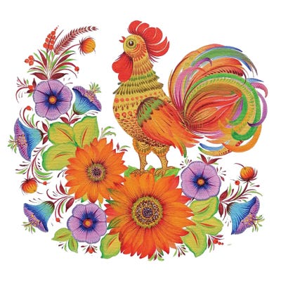 Sunny Rооster by Halyna Kulaga framed wall art