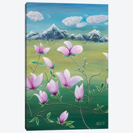 Flourishing Magnolia Canvas Print #HKG63} by Halyna Kulaga Canvas Art