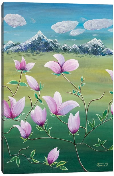Flourishing Magnolia Canvas Art Print - Halyna Kulaga