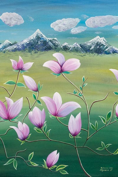 Magnolias: Flourishing Magnolia by Halyna Kulaga