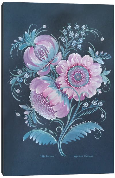 Pastel Flowers Canvas Art Print - Halyna Kulaga