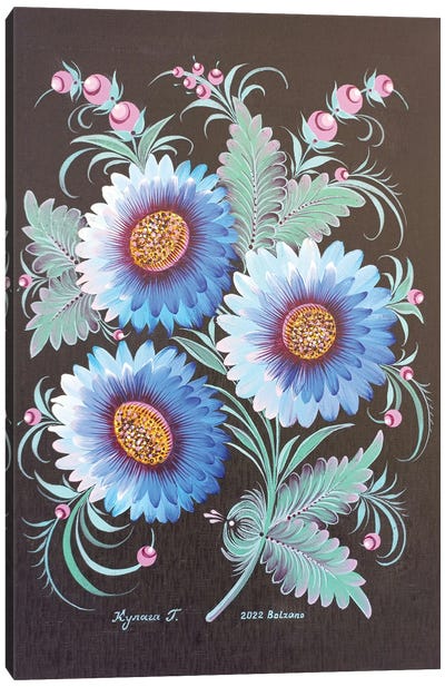 Three Blue Herbers Canvas Art Print - Halyna Kulaga