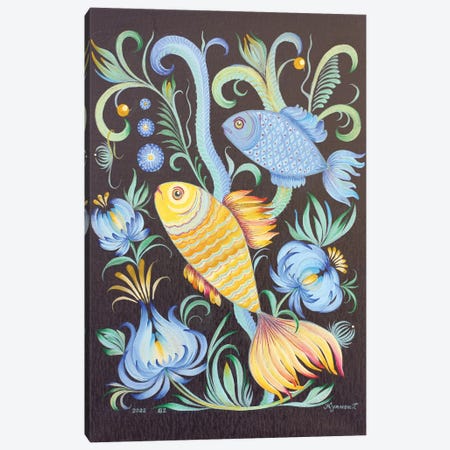 Fishes Canvas Print #HKG85} by Halyna Kulaga Art Print