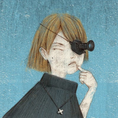 Aqua I Mono Eye by Hiroyuki Kurava metal wall art