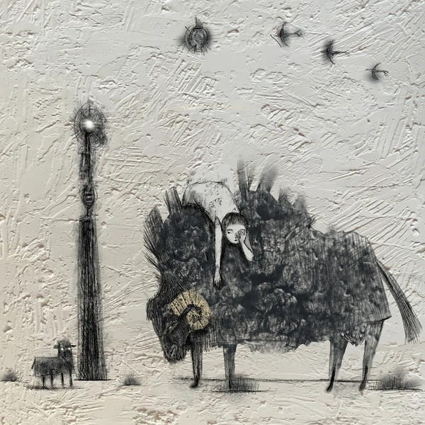 Bison & Buffaloes: Charcoal II Buffalo by Hiroyuki Kurava