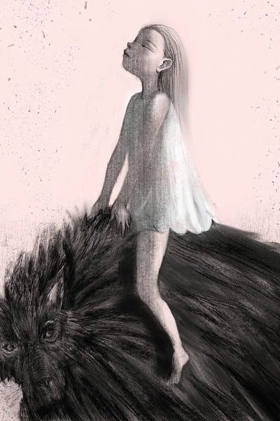 Wolves: Charcoal VI Riding Wolf by Hiroyuki Kurava