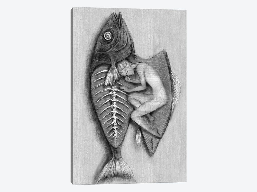 Charcoal XII In My Fish by Hiroyuki Kurava 1-piece Canvas Print