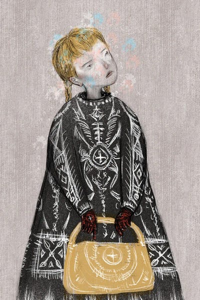 Hiroyuki Kurava: Charcoal XIII With Yellow Bag by Hiroyuki Kurava