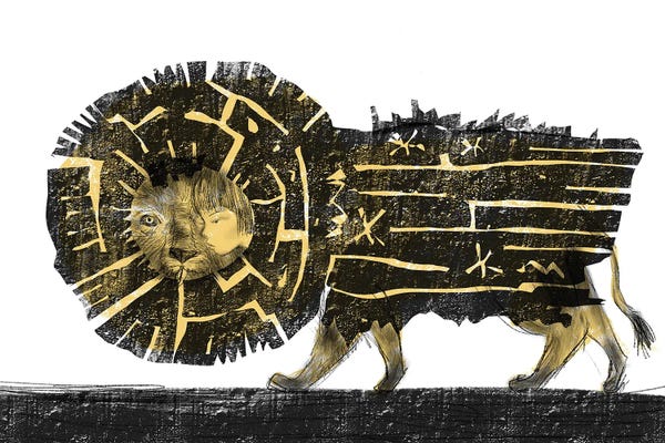 Hiroyuki Kurava: Charcoal XIV With Lion by Hiroyuki Kurava