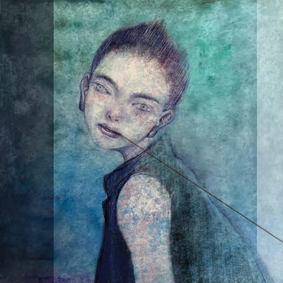 Indigo IV String by Hiroyuki Kurava metal wall art