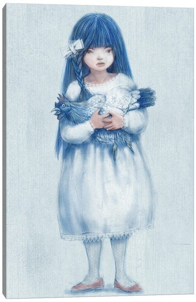 Indigo V Chicken Canvas Art Print - Hiroyuki Kurava