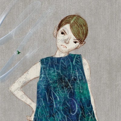 Indigo XII With Little Bird by Hiroyuki Kurava metal wall art