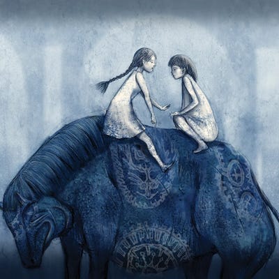 Indigo XV Cow by Hiroyuki Kurava canvas print