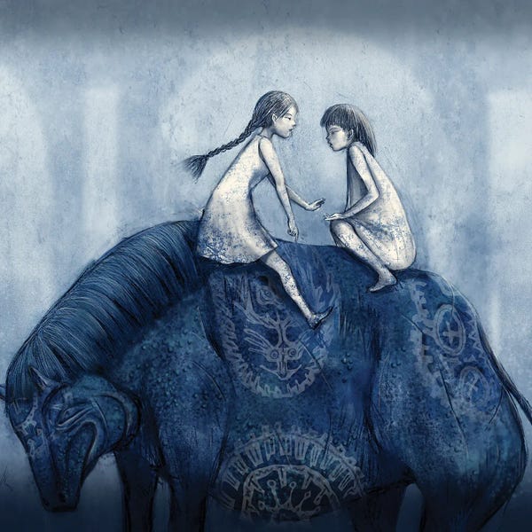 Hiroyuki Kurava: Indigo XV Cow by Hiroyuki Kurava