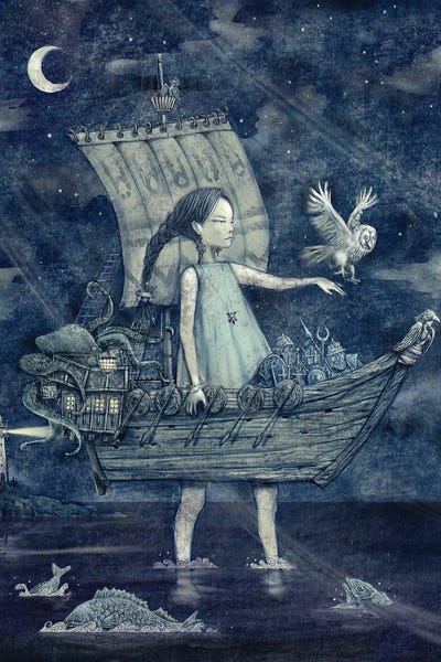 Indigo XIV Night Ship by Hiroyuki Kurava canvas print