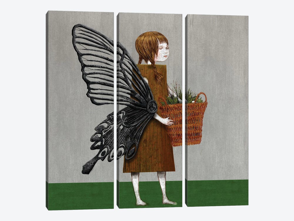 Maroon I Butterfly by Hiroyuki Kurava 3-piece Canvas Print