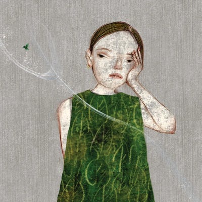 Leaf II With Little Bird by Hiroyuki Kurava canvas print