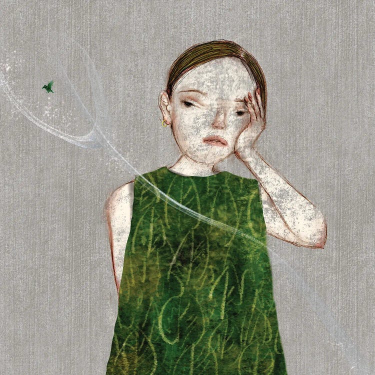 Leaf II With Little Bird by Hiroyuki Kurava wall art