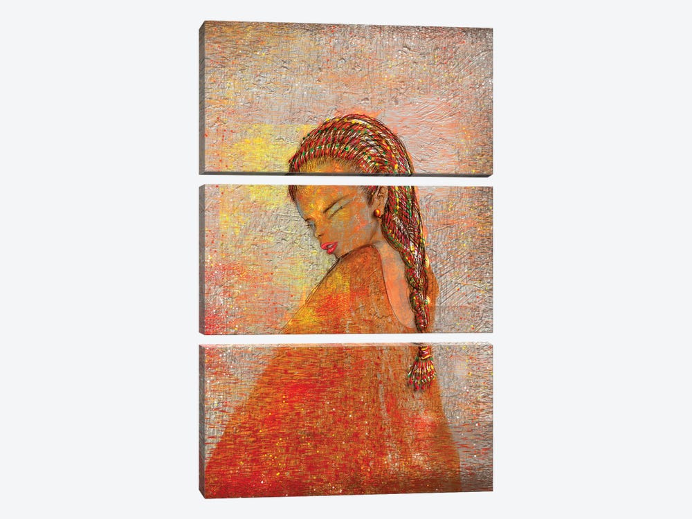 Orange I Tie Up Hair by Hiroyuki Kurava 3-piece Canvas Print