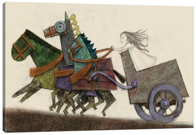 Beige IV Carriage Canvas Art Print - Carriage & Wagon Art