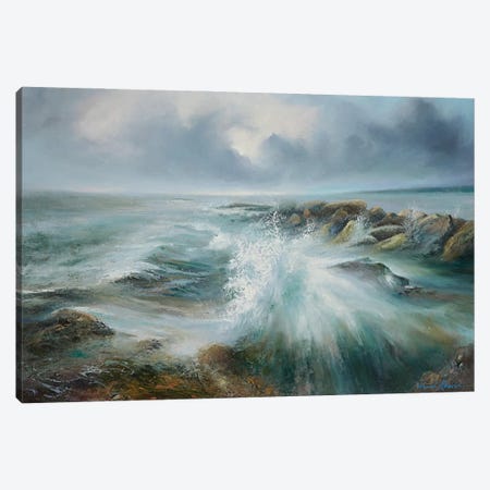 High Tide Rising Over Filey Brigg On East Coast Canvas Print #HKW10} by Hannah Kerwin Art Print