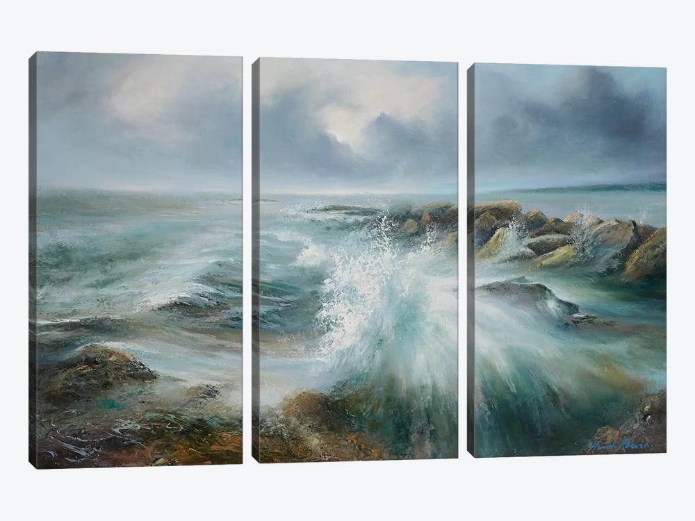 High Tide Rising Over Filey Brigg On East Coast by Hannah Kerwin 3-piece Canvas Artwork