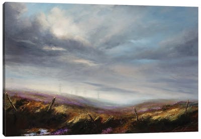 Late Summer Light On Heather Moors Above Cragg Vale, Clader Valley Canvas Art Print - Hannah Kerwin