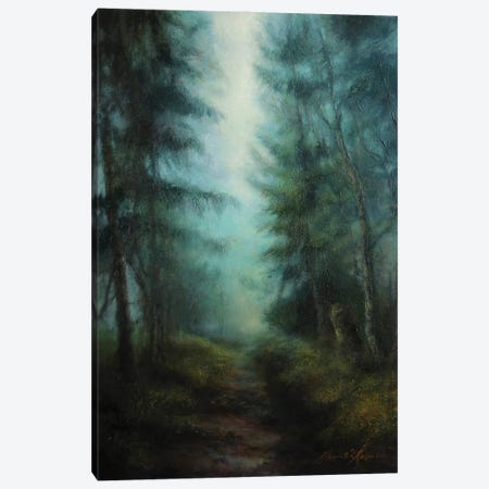 Light Mists Through Trees - Tree Shadow At Grisedale Forest Canvas Print #HKW14} by Hannah Kerwin Canvas Art