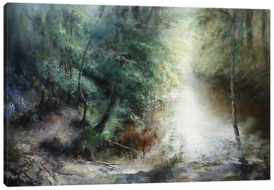Magical Light Over The River Nidd Canvas Art Print - Hannah Kerwin