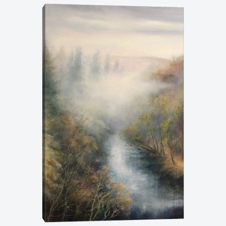 Mist Effect Over Nidd Gorge, North Yorkshire Canvas Print #HKW17} by Hannah Kerwin Canvas Wall Art