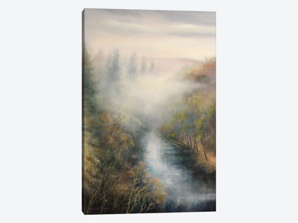 Mist Effect Over Nidd Gorge, North Yorkshire by Hannah Kerwin 1-piece Canvas Art Print