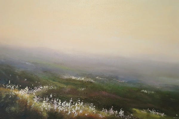 Moody Atmospheres: Misty Weather And Cotton Grass - Cragg Vale Near Hebden Bridge by Hannah Kerwin