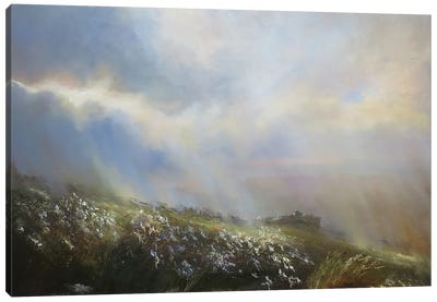 Moorland Ruins In Storm And Rain- Calderdale Canvas Art Print - Hannah Kerwin