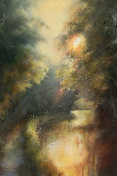 Resting Light Effect - Sun Setting Over The Calder And Hebble Canal Near Luddenden. by Hannah Kerwin canvas print