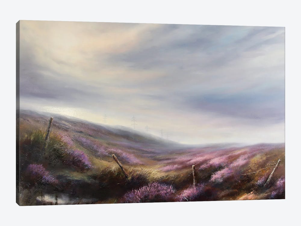 Softened Skies, Cloud Study And Heatherover Cragg Vale Moors by Hannah Kerwin 1-piece Art Print