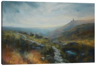 Sun And Couds Over Stoodley Pike Canvas Art Print - Hannah Kerwin